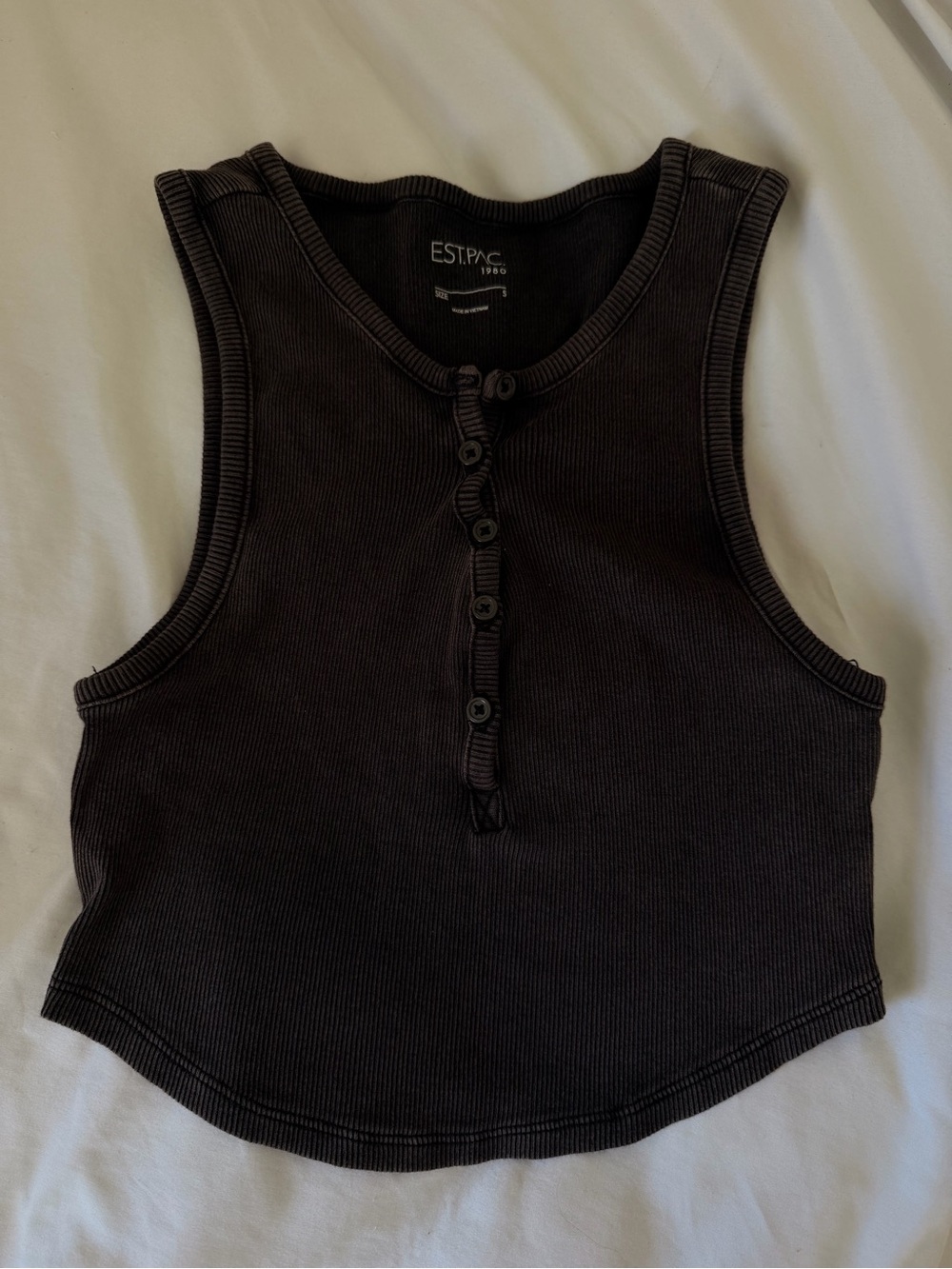 EST. PAC. Ribbed Button-Front Tank in Brown Size Small Like New